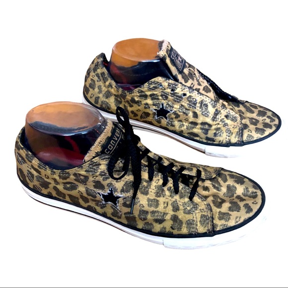 Converse One Start Cheetah Leopard Print Low Top Shoes Size 10 EUC Black & Gold - Picture 6 of 13